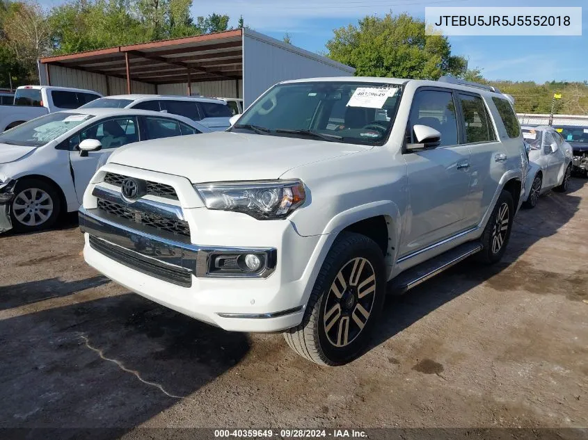 2018 Toyota 4Runner Limited VIN: JTEBU5JR5J5552018 Lot: 40359649