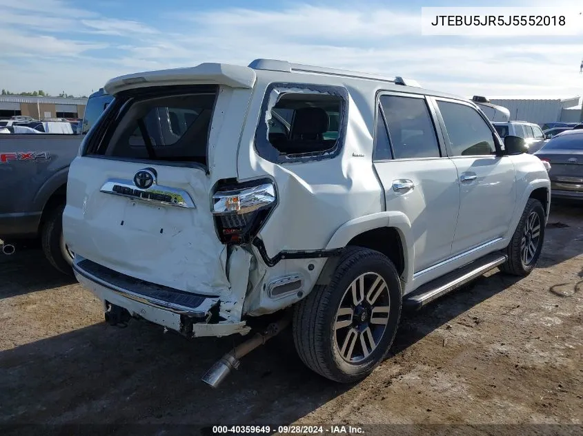 2018 Toyota 4Runner Limited VIN: JTEBU5JR5J5552018 Lot: 40359649