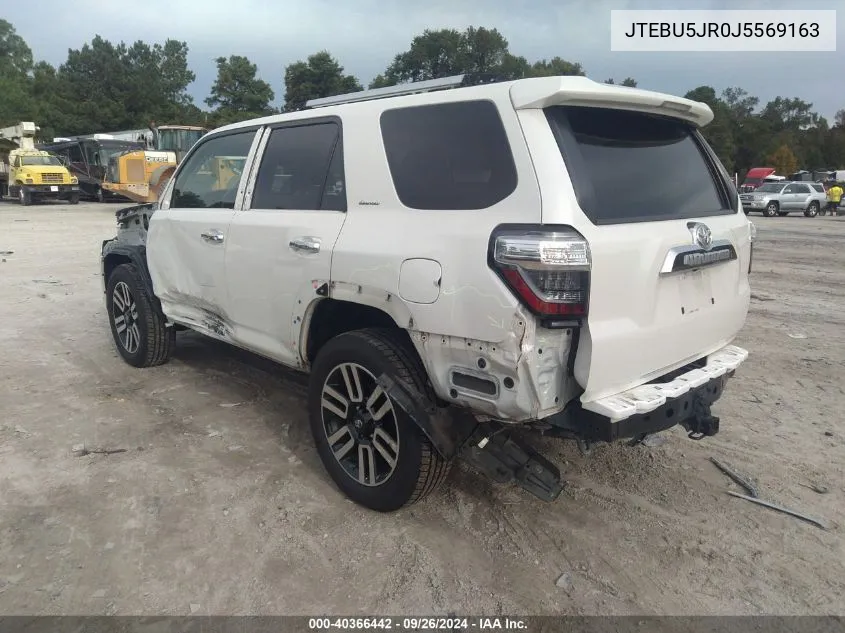 2018 Toyota 4Runner Sr5 Prem/Ltdl/Trail/Trd VIN: JTEBU5JR0J5569163 Lot: 40366442