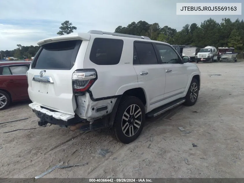 2018 Toyota 4Runner Sr5 Prem/Ltdl/Trail/Trd VIN: JTEBU5JR0J5569163 Lot: 40366442