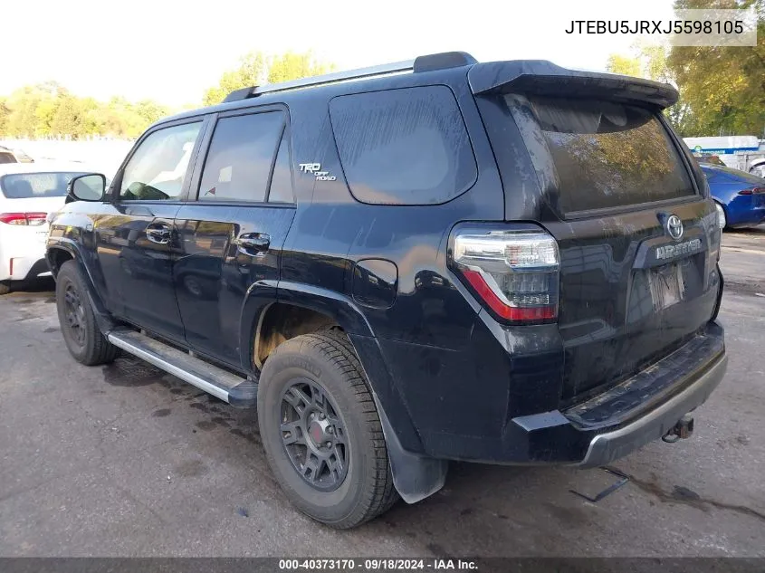 2018 Toyota 4Runner Sr5 Prem/Ltdl/Trail/Trd VIN: JTEBU5JRXJ5598105 Lot: 40373170