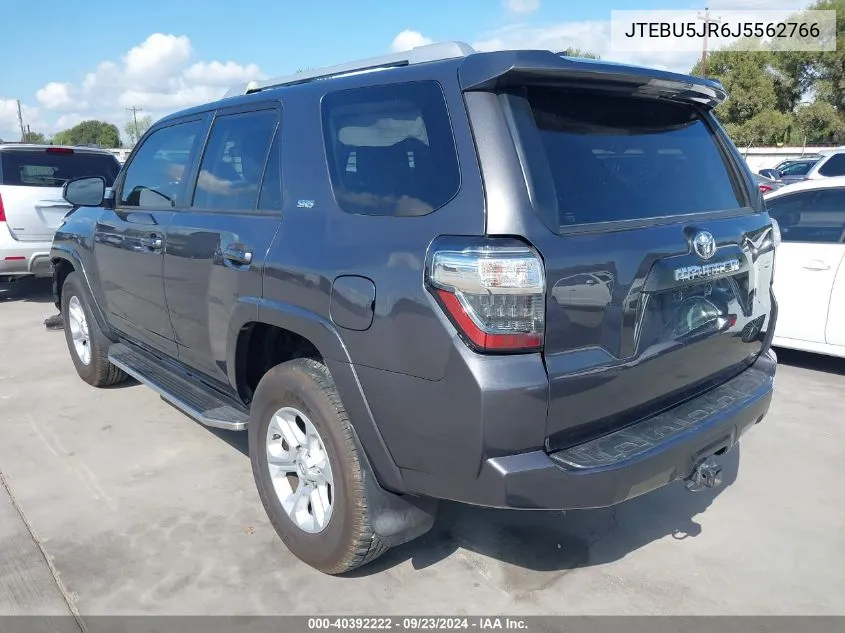 2018 Toyota 4Runner Sr5 VIN: JTEBU5JR6J5562766 Lot: 40392222