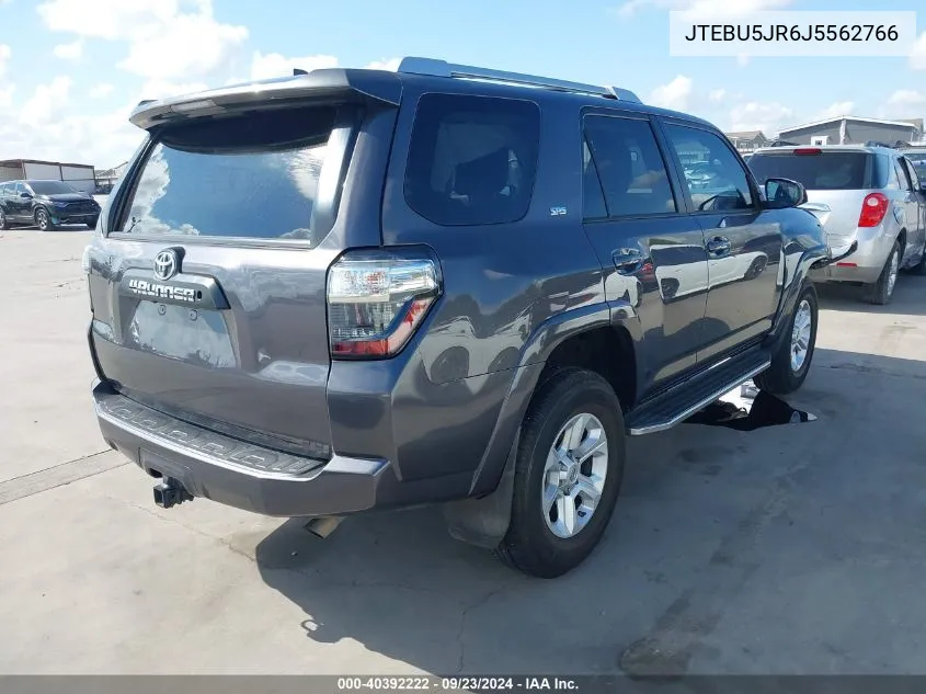 2018 Toyota 4Runner Sr5 VIN: JTEBU5JR6J5562766 Lot: 40392222