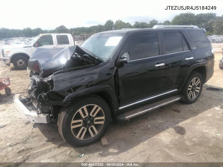 2018 Toyota 4Runner Limited VIN: JTEZU5JR4J5184249 Lot: 40433320