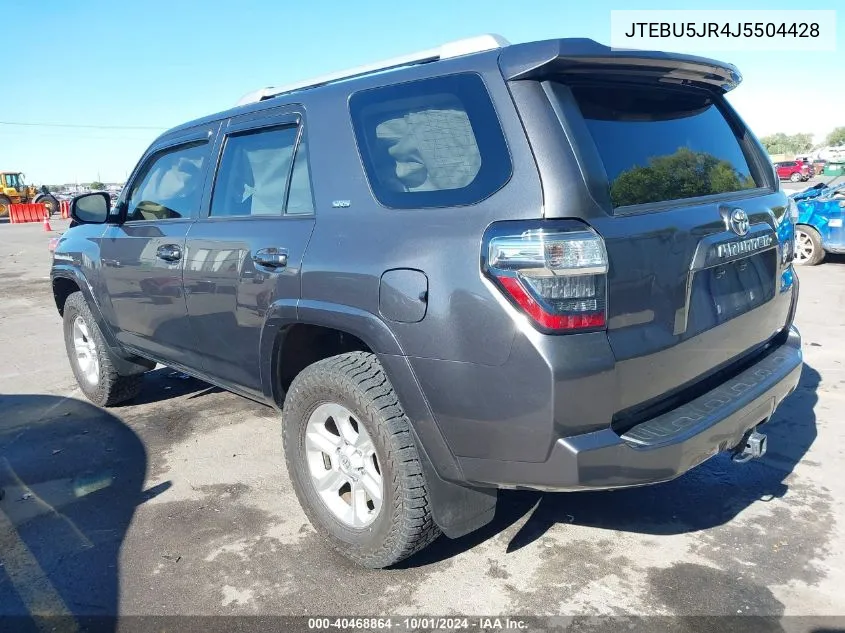 2018 Toyota 4Runner Sr5 Prem/Ltdl/Trail/Trd VIN: JTEBU5JR4J5504428 Lot: 40468864