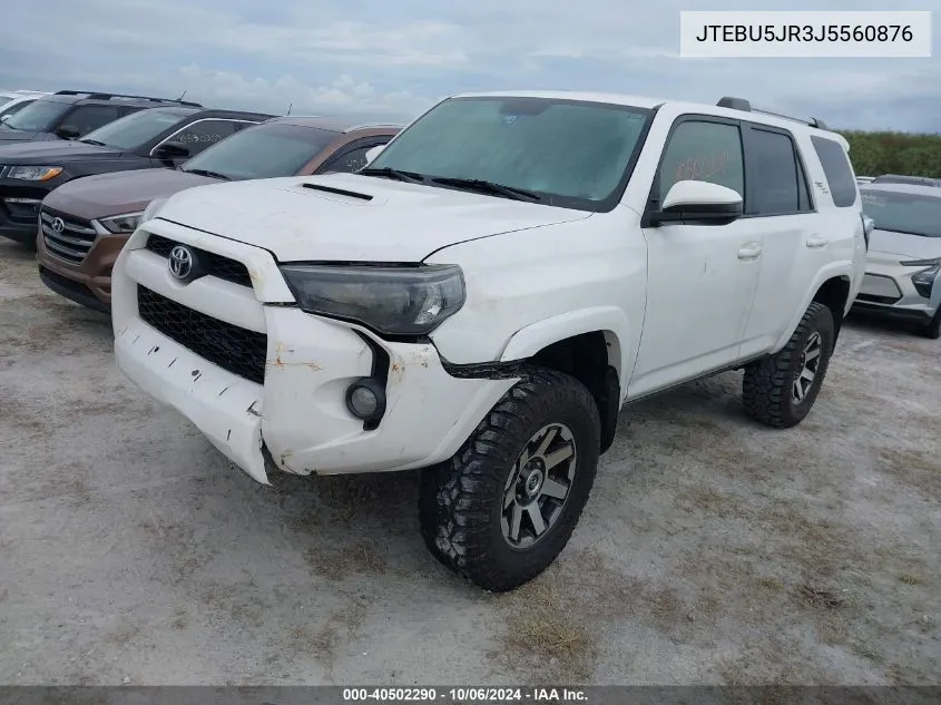 2018 Toyota 4Runner Sr5 Prem/Ltdl/Trail/Trd VIN: JTEBU5JR3J5560876 Lot: 40502290