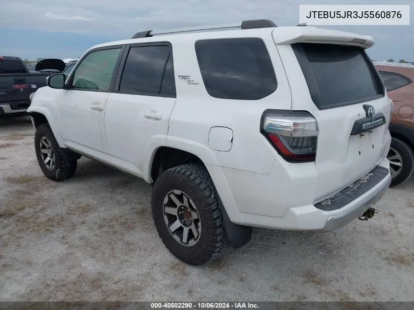 2018 Toyota 4Runner Sr5 Prem/Ltdl/Trail/Trd VIN: JTEBU5JR3J5560876 Lot: 40502290