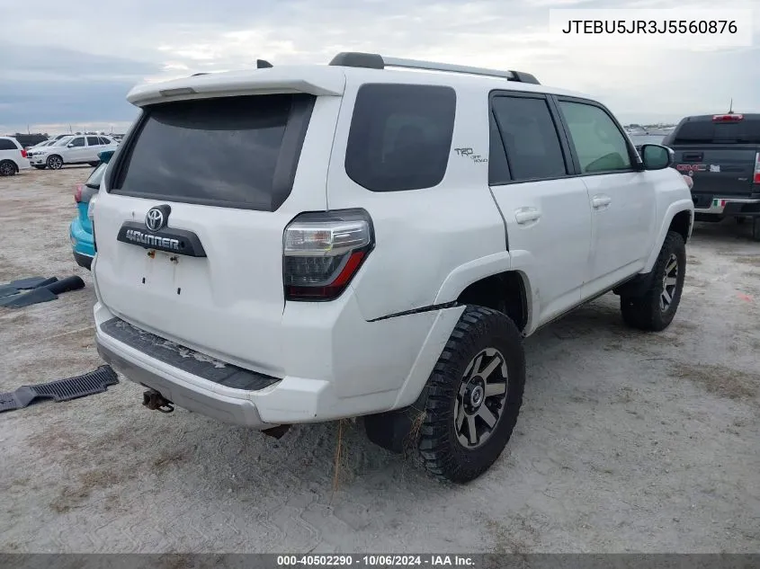 2018 Toyota 4Runner Sr5 Prem/Ltdl/Trail/Trd VIN: JTEBU5JR3J5560876 Lot: 40502290