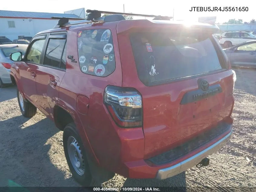 2018 Toyota 4Runner Trd Off Road VIN: JTEBU5JR4J5561650 Lot: 40540960