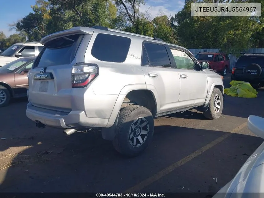 2018 Toyota 4Runner Trd Off Road Premium VIN: JTEBU5JR4J5564967 Lot: 40544703