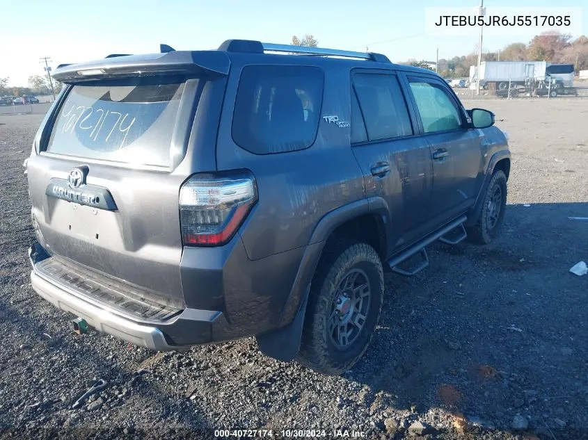 2018 Toyota 4Runner Trd Off Road VIN: JTEBU5JR6J5517035 Lot: 40727174