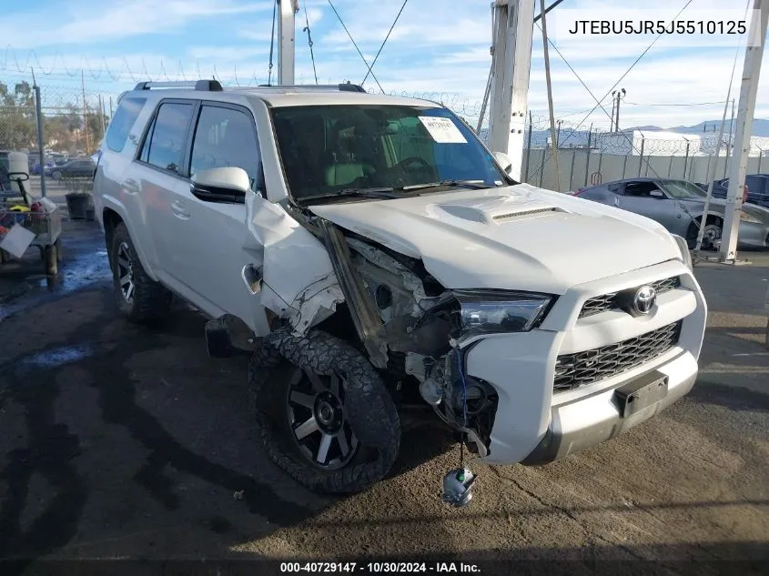 2018 Toyota 4Runner Trd Off Road Premium VIN: JTEBU5JR5J5510125 Lot: 40729147