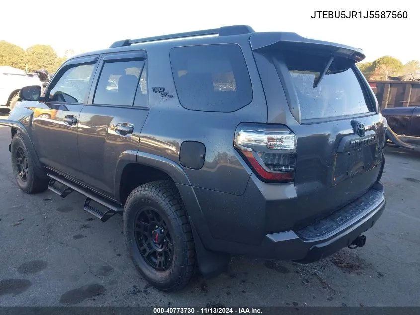 2018 Toyota 4Runner Trd Off Road Premium VIN: JTEBU5JR1J5587560 Lot: 40773730