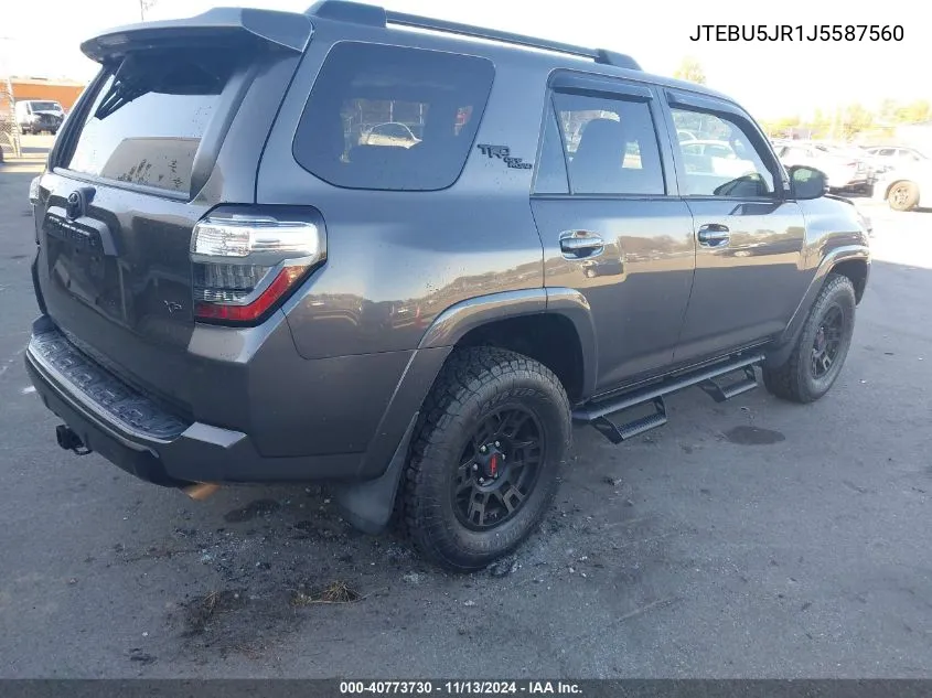 2018 Toyota 4Runner Trd Off Road Premium VIN: JTEBU5JR1J5587560 Lot: 40773730