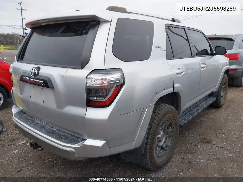 2018 Toyota 4Runner Trd Off Road Premium VIN: JTEBU5JR2J5598289 Lot: 40774536