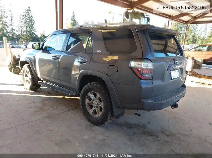 2018 Toyota 4Runner Sr5 Premium VIN: JTEBU5JR6J5522106 Lot: 40791746