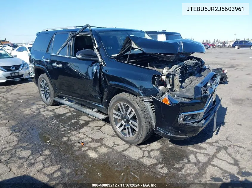 2018 Toyota 4Runner Limited VIN: JTEBU5JR2J5603961 Lot: 40809212