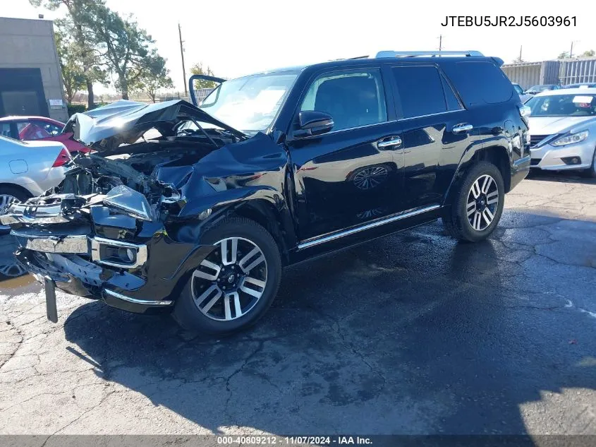 2018 Toyota 4Runner Limited VIN: JTEBU5JR2J5603961 Lot: 40809212