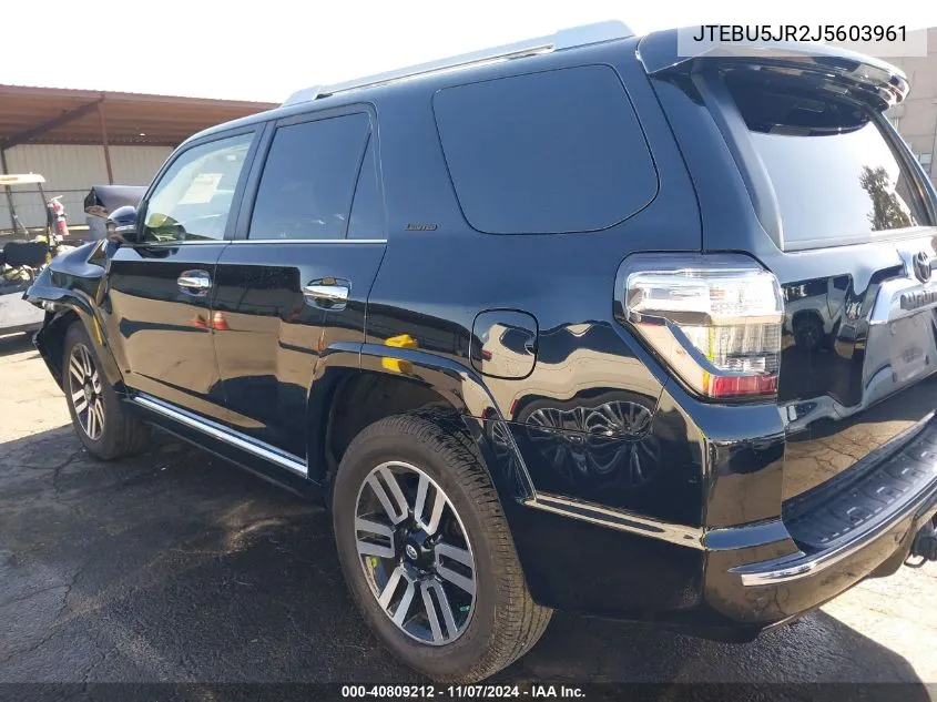 2018 Toyota 4Runner Limited VIN: JTEBU5JR2J5603961 Lot: 40809212