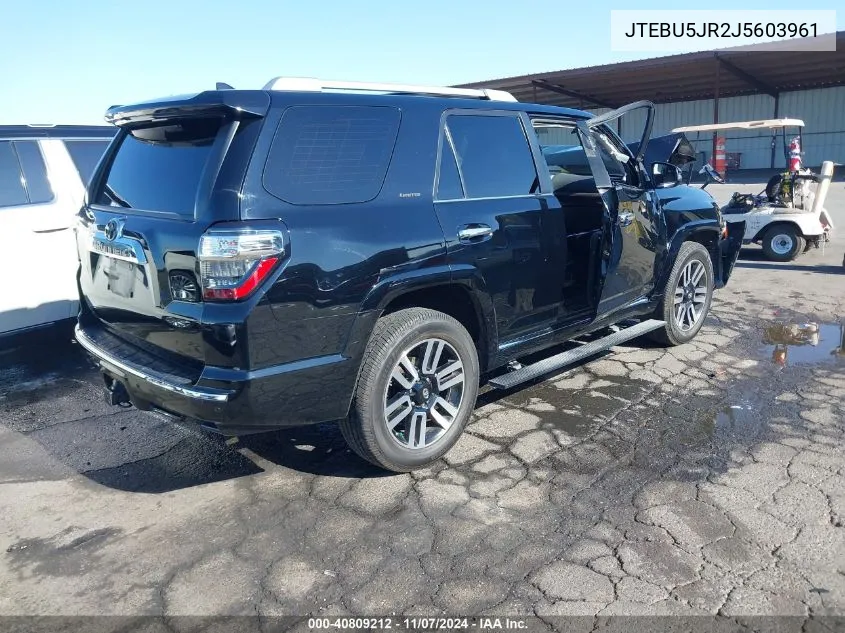 2018 Toyota 4Runner Limited VIN: JTEBU5JR2J5603961 Lot: 40809212