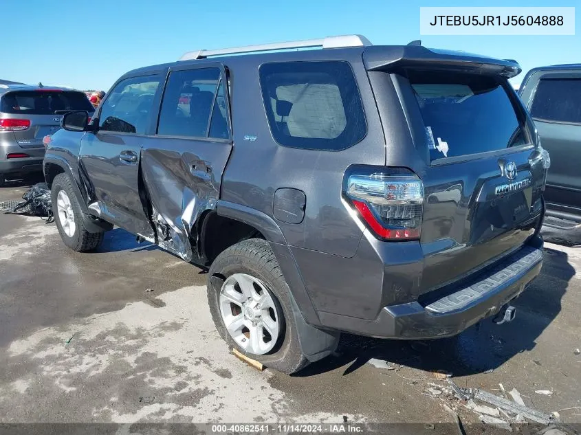 2018 Toyota 4Runner Sr5 VIN: JTEBU5JR1J5604888 Lot: 40862541