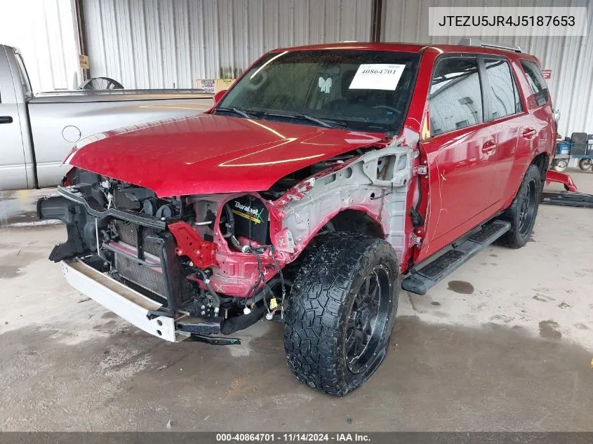 2018 Toyota 4Runner Sr5 VIN: JTEZU5JR4J5187653 Lot: 40864701