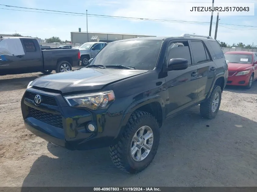 2018 Toyota 4Runner Sr5 VIN: JTEZU5JR2J5170043 Lot: 40907803