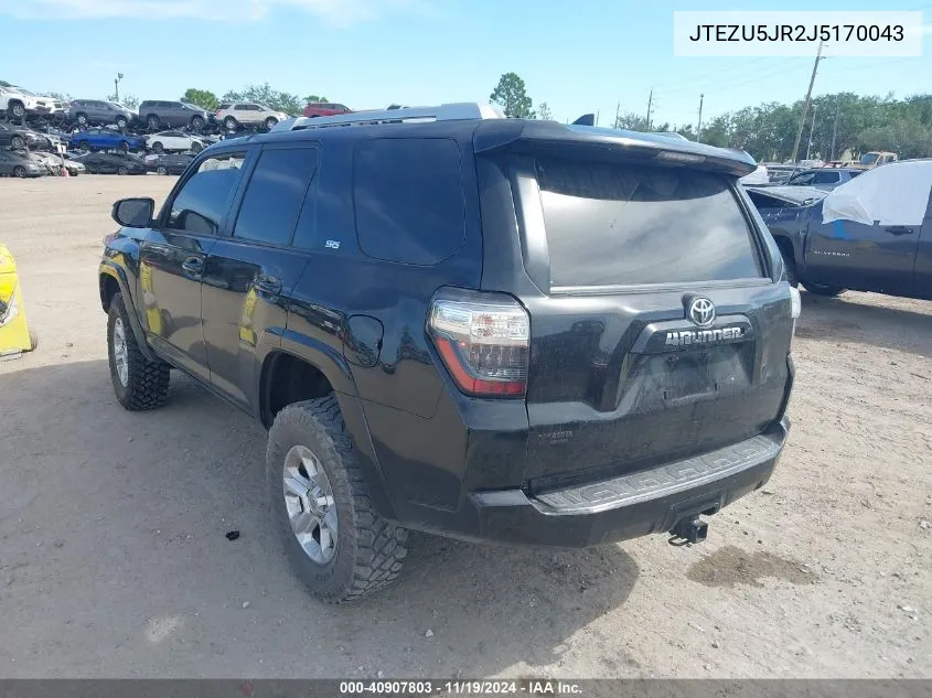 2018 Toyota 4Runner Sr5 VIN: JTEZU5JR2J5170043 Lot: 40907803