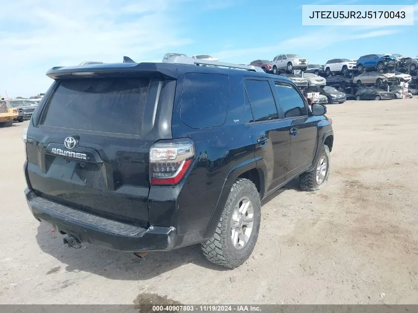 2018 Toyota 4Runner Sr5 VIN: JTEZU5JR2J5170043 Lot: 40907803