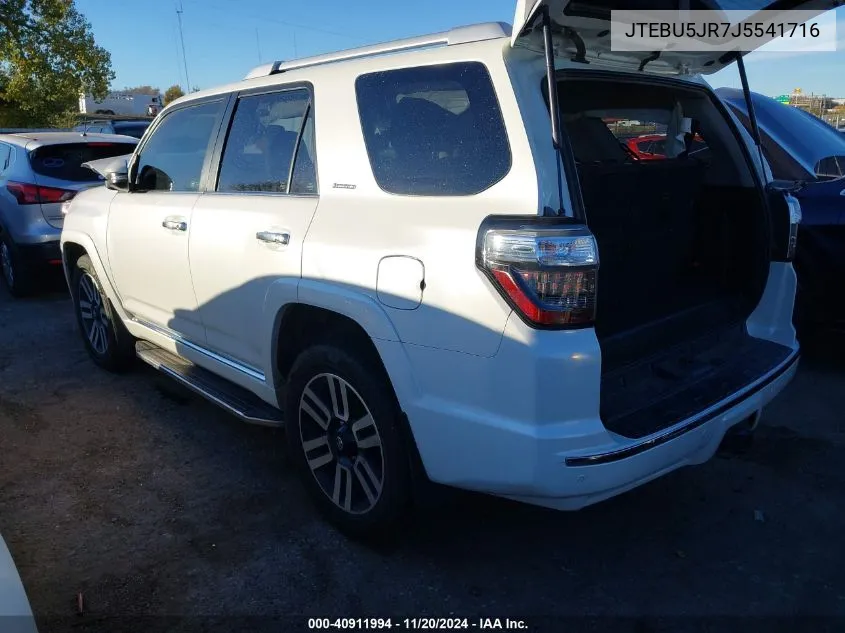 2018 Toyota 4Runner Limited VIN: JTEBU5JR7J5541716 Lot: 40911994