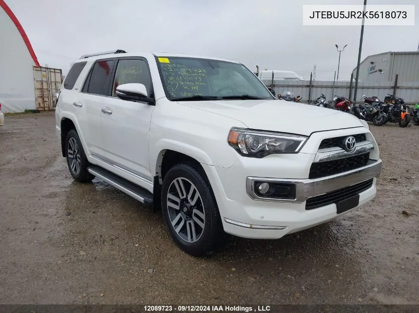 2019 Toyota 4Runner Sr5 VIN: JTEBU5JR2K5618073 Lot: 12089723