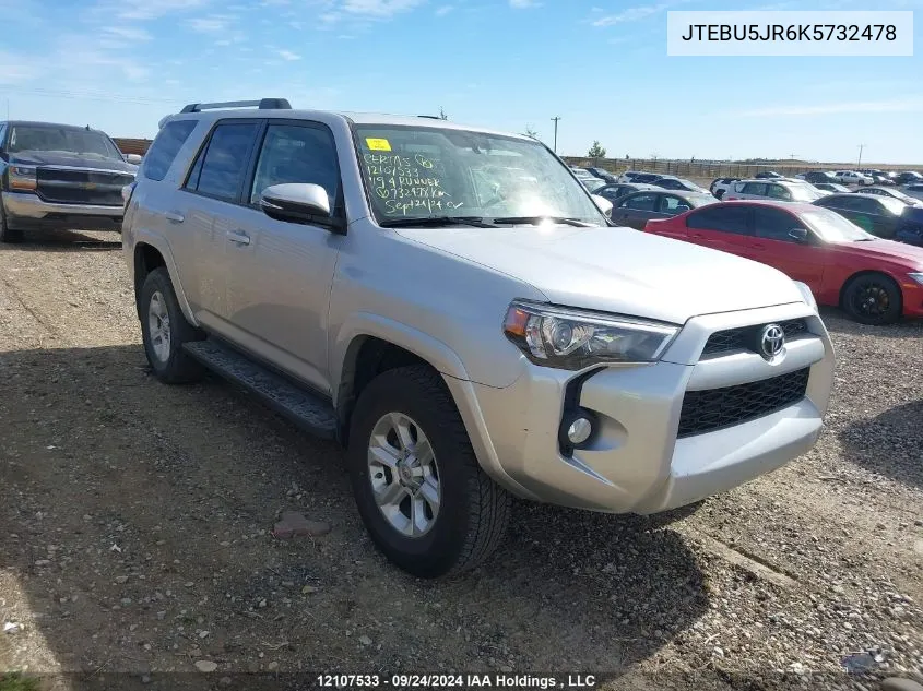 2019 Toyota 4Runner Sr5 VIN: JTEBU5JR6K5732478 Lot: 12107533