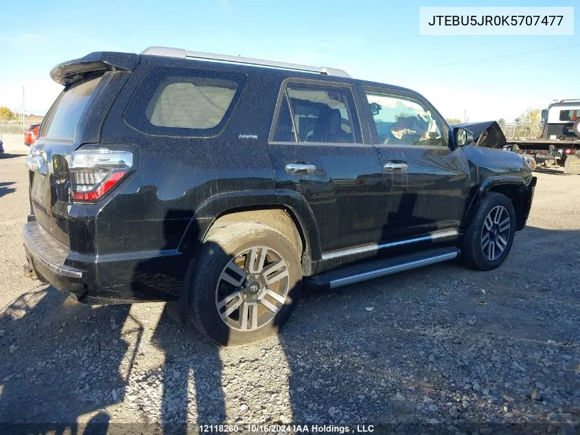 2019 Toyota 4Runner Sr5 VIN: JTEBU5JR0K5707477 Lot: 12118260