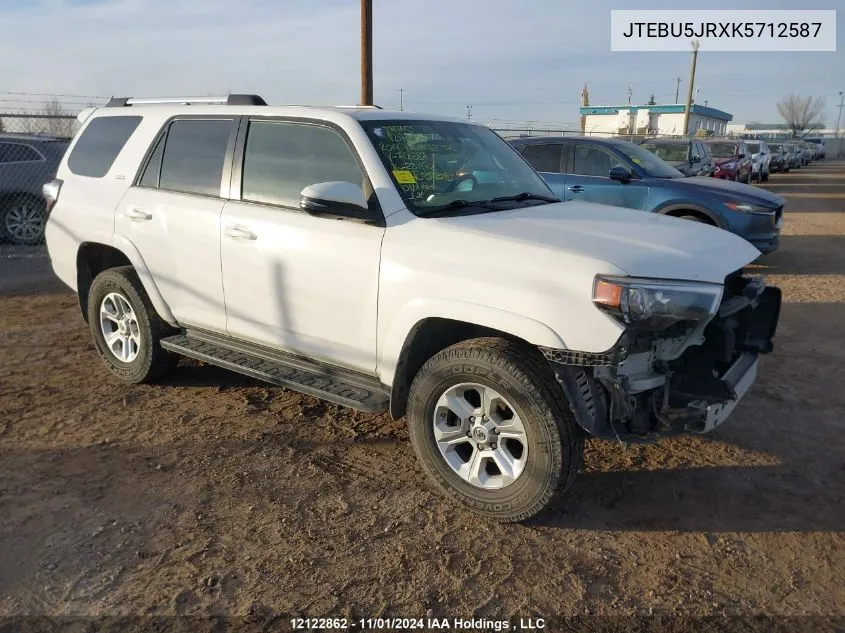 2019 Toyota 4Runner Sr5 VIN: JTEBU5JRXK5712587 Lot: 12122862