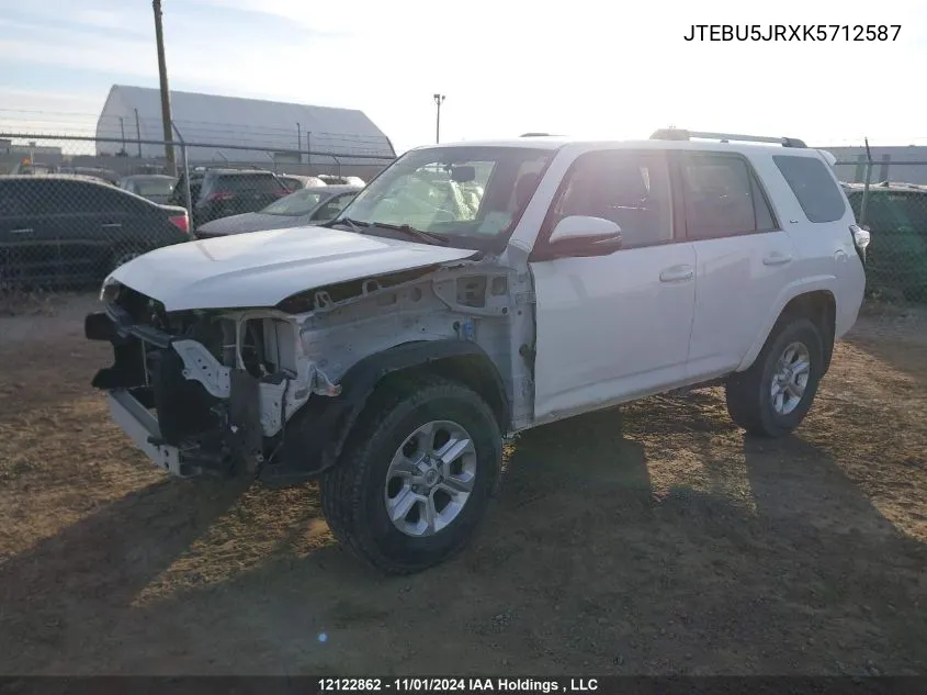 2019 Toyota 4Runner Sr5 VIN: JTEBU5JRXK5712587 Lot: 12122862