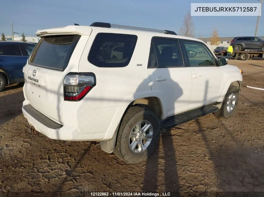 2019 Toyota 4Runner Sr5 VIN: JTEBU5JRXK5712587 Lot: 12122862