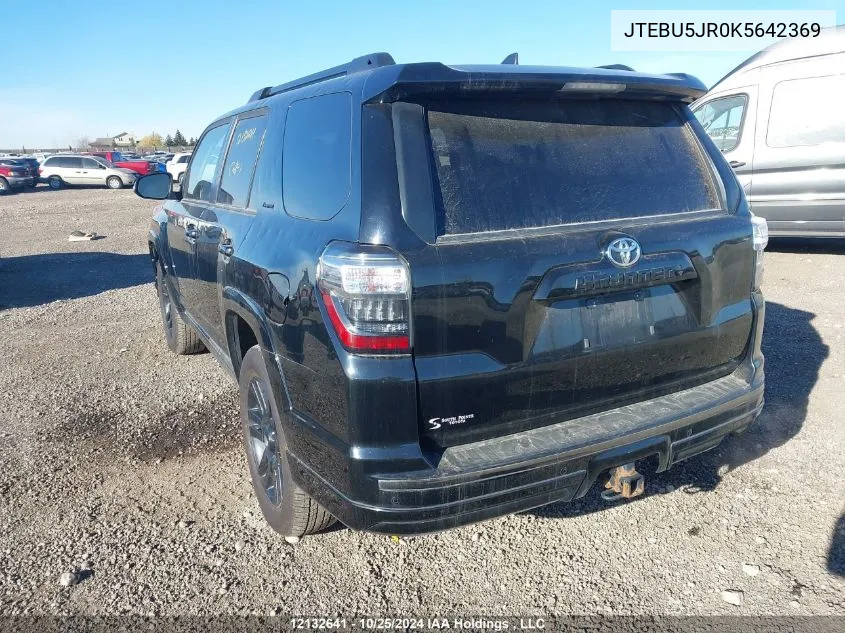 2019 Toyota 4Runner Sr5 VIN: JTEBU5JR0K5642369 Lot: 12132641