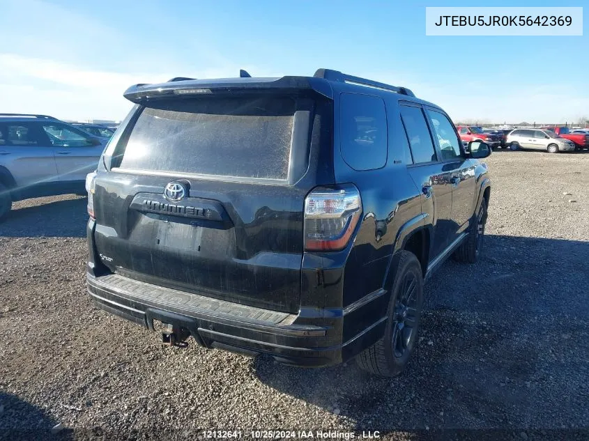 2019 Toyota 4Runner Sr5 VIN: JTEBU5JR0K5642369 Lot: 12132641