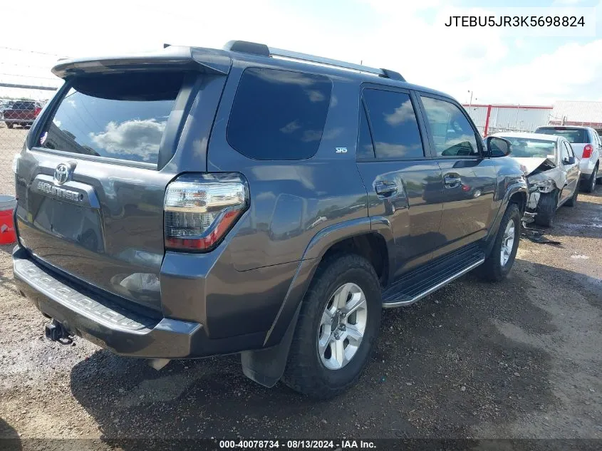 2019 Toyota 4Runner Sr5 Premium VIN: JTEBU5JR3K5698824 Lot: 40078734