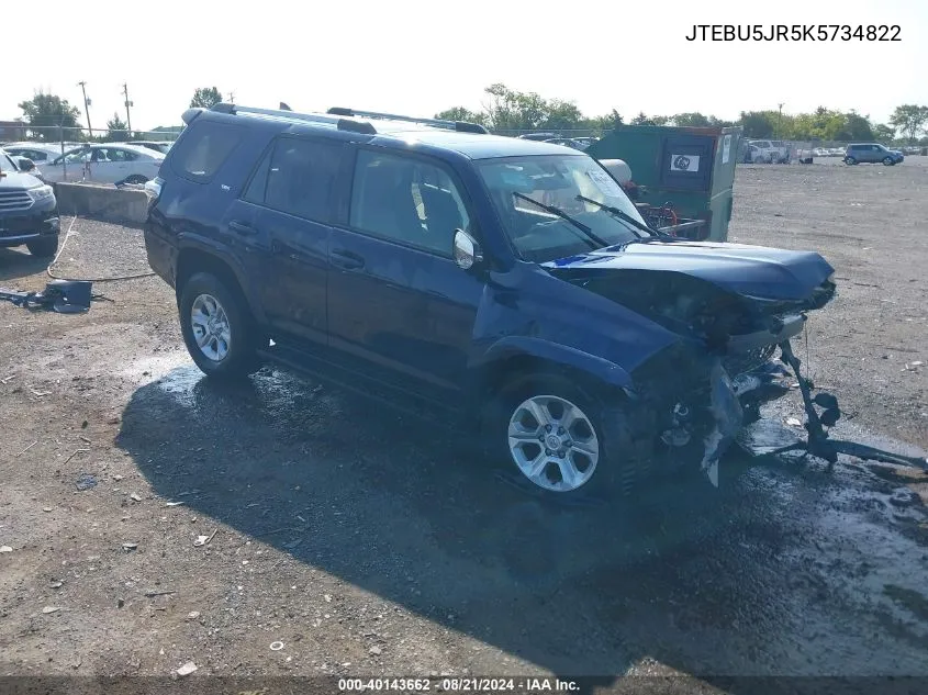 2019 Toyota 4Runner Sr5 Premium VIN: JTEBU5JR5K5734822 Lot: 40143662