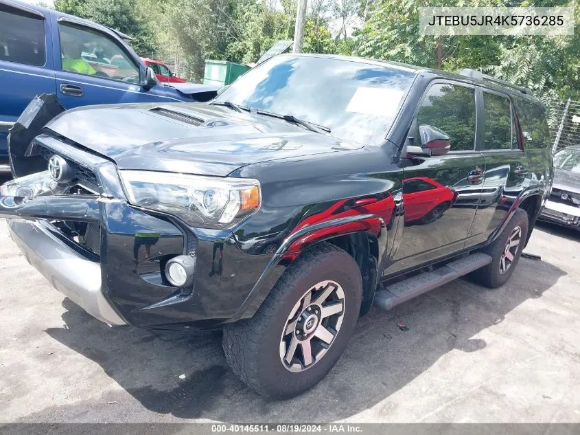 2019 Toyota 4Runner Trd Off Road Premium VIN: JTEBU5JR4K5736285 Lot: 40145511