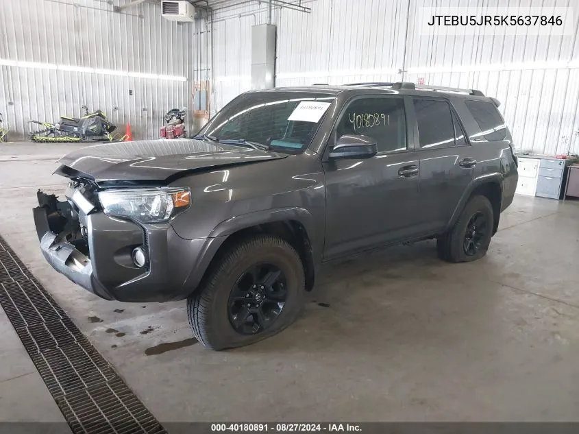 2019 Toyota 4Runner Sr5 VIN: JTEBU5JR5K5637846 Lot: 40180891