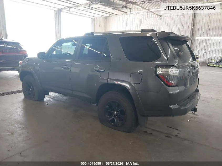 2019 Toyota 4Runner Sr5 VIN: JTEBU5JR5K5637846 Lot: 40180891