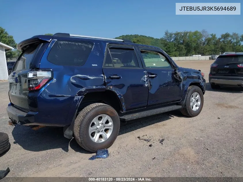 2019 Toyota 4Runner Sr5 Premium VIN: JTEBU5JR3K5694689 Lot: 40183120