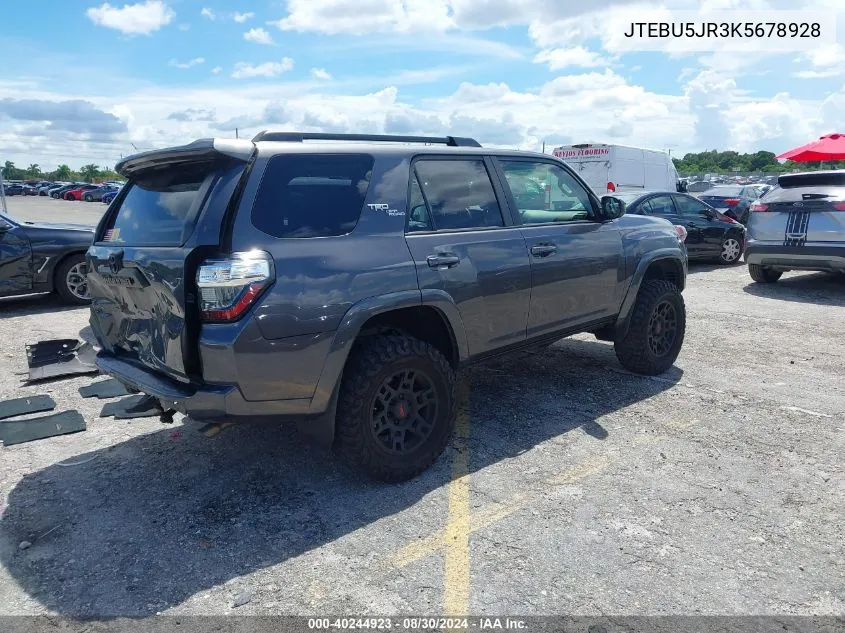 2019 Toyota 4Runner Trd Off Road VIN: JTEBU5JR3K5678928 Lot: 40244923