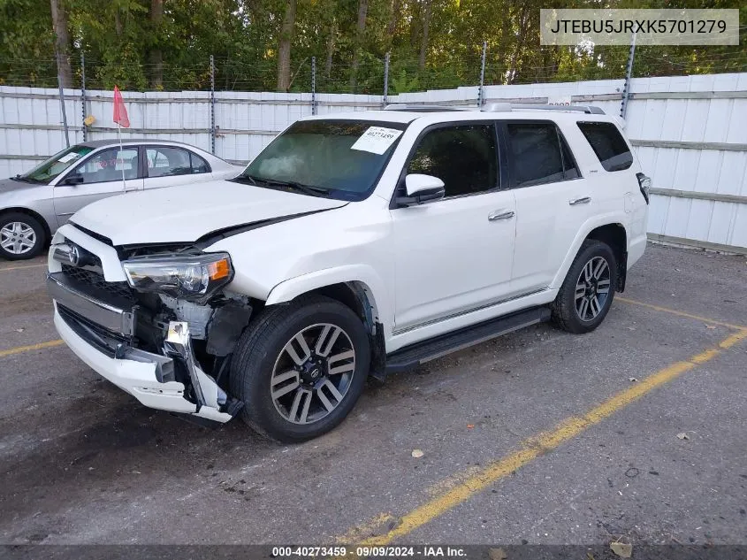 2019 Toyota 4Runner Limited VIN: JTEBU5JRXK5701279 Lot: 40273459