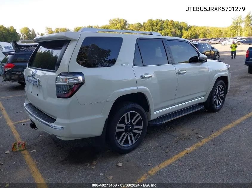 2019 Toyota 4Runner Limited VIN: JTEBU5JRXK5701279 Lot: 40273459