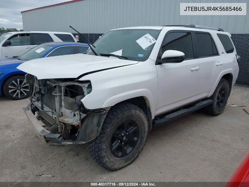 2019 Toyota 4Runner Sr5/Limited/Limited Night VIN: JTEBU5JR4K5685466 Lot: 40317716