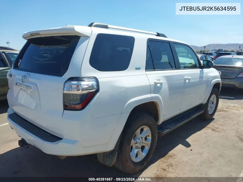 2019 Toyota 4Runner Sr5 VIN: JTEBU5JR2K5634595 Lot: 40391667