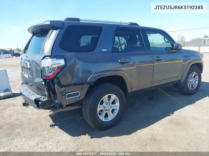 2019 Toyota 4Runner Sr5 VIN: JTEZU5JR6K5192385 Lot: 40412277